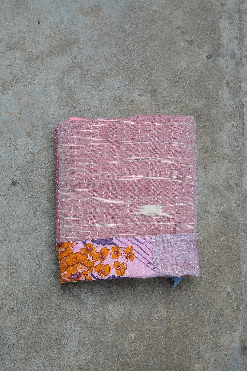 Hand - quilted Khadi Bedspread | Drift | 63" x 88" - metaphorracha