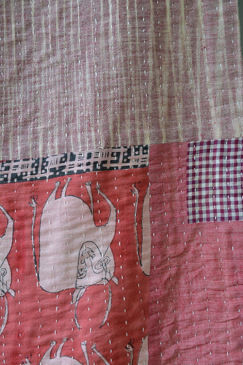 Hand - quilted Khadi Bedspread | Drift | 63" x 88" - metaphorracha