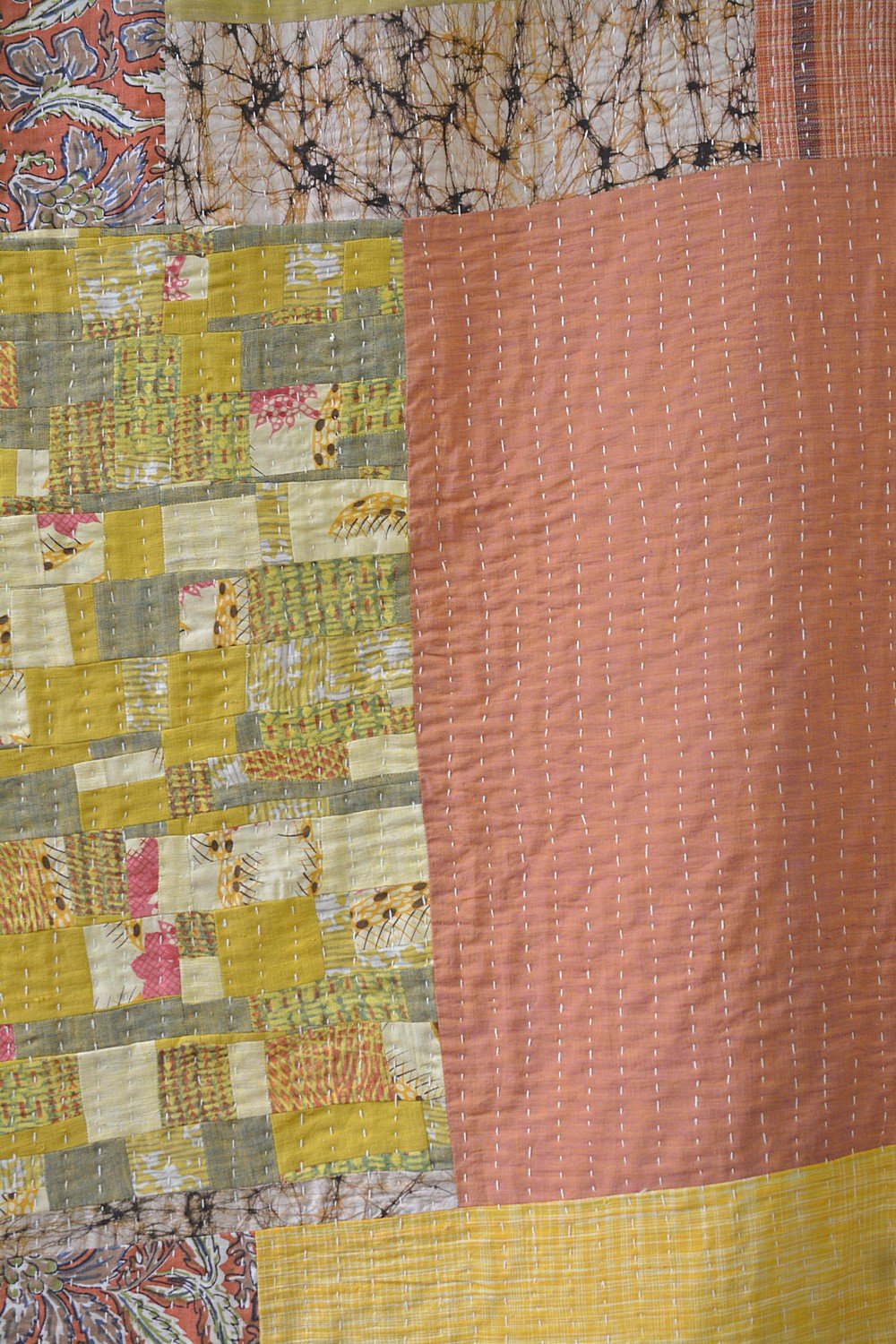 Hand-quilted Khadi Bedspread | Drift | 63" x 90" - metaphorracha