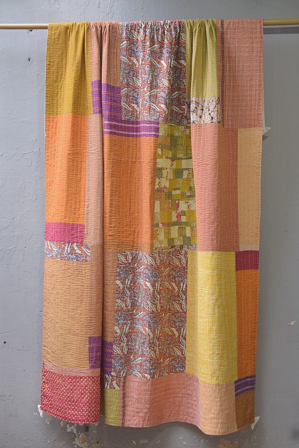 Hand-quilted Khadi Bedspread | Drift | 63" x 90" - metaphorracha