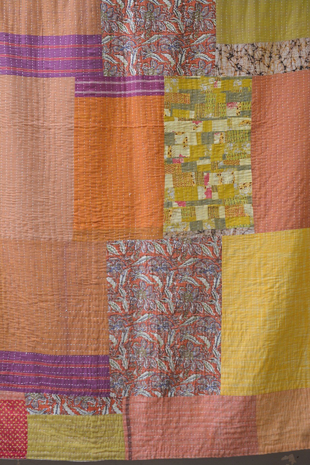 Hand-quilted Khadi Bedspread | Drift | 63" x 90" - metaphorracha