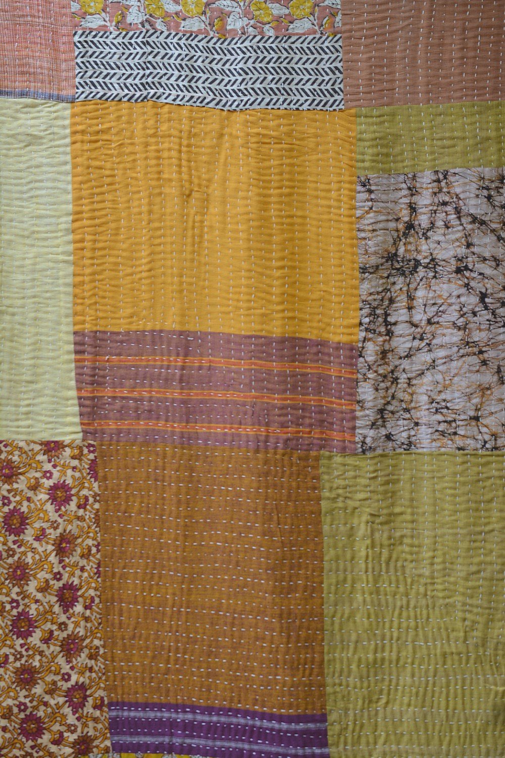 Hand-quilted Khadi Bedspread | Drift | 88" x 110" - metaphorracha