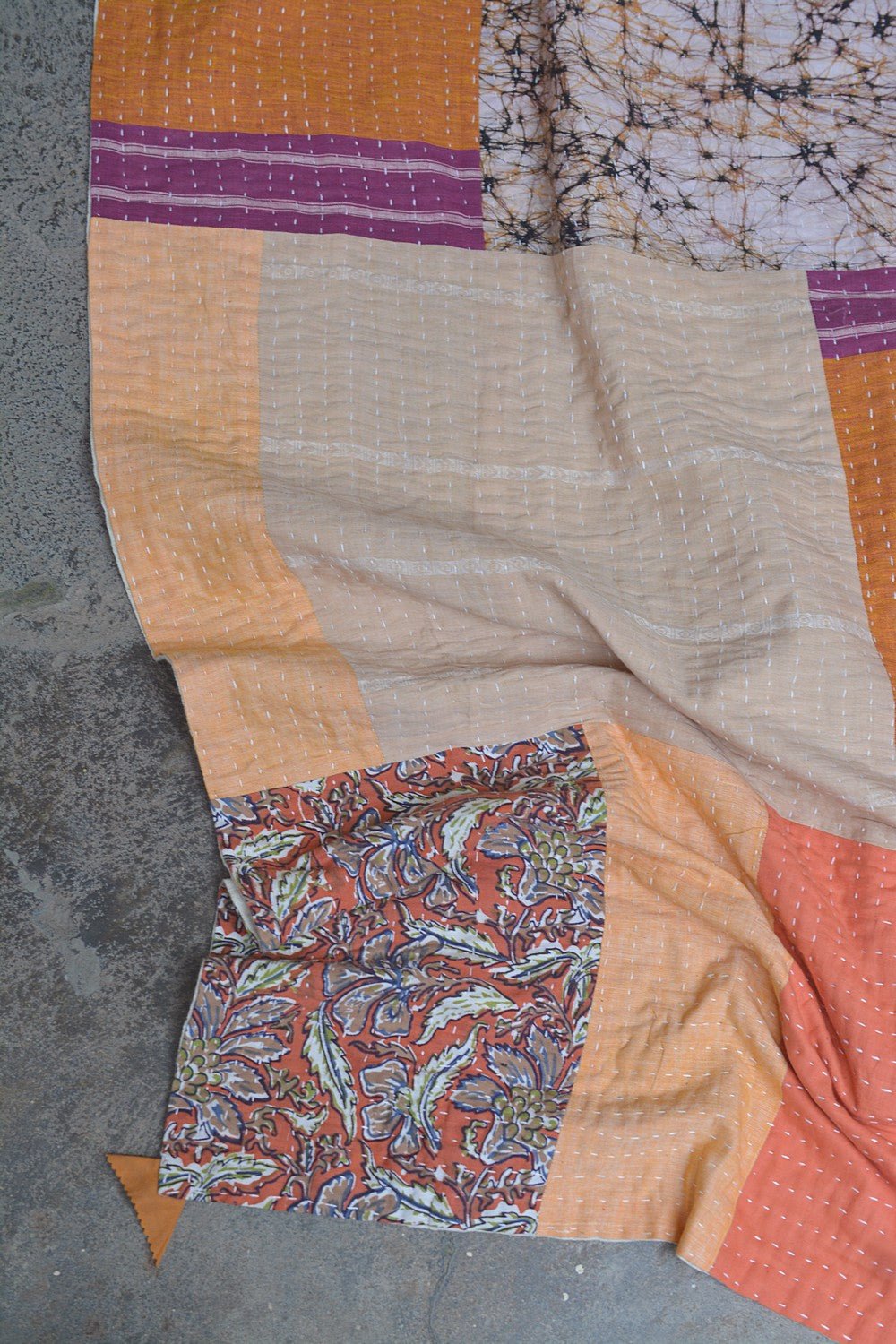 Hand-quilted Khadi Bedspread | Drift | 88" x 110" - metaphorracha