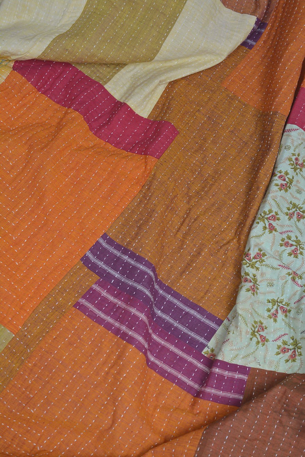 Hand-quilted Khadi Bedspread | Drift | 90" x 110" - metaphorracha