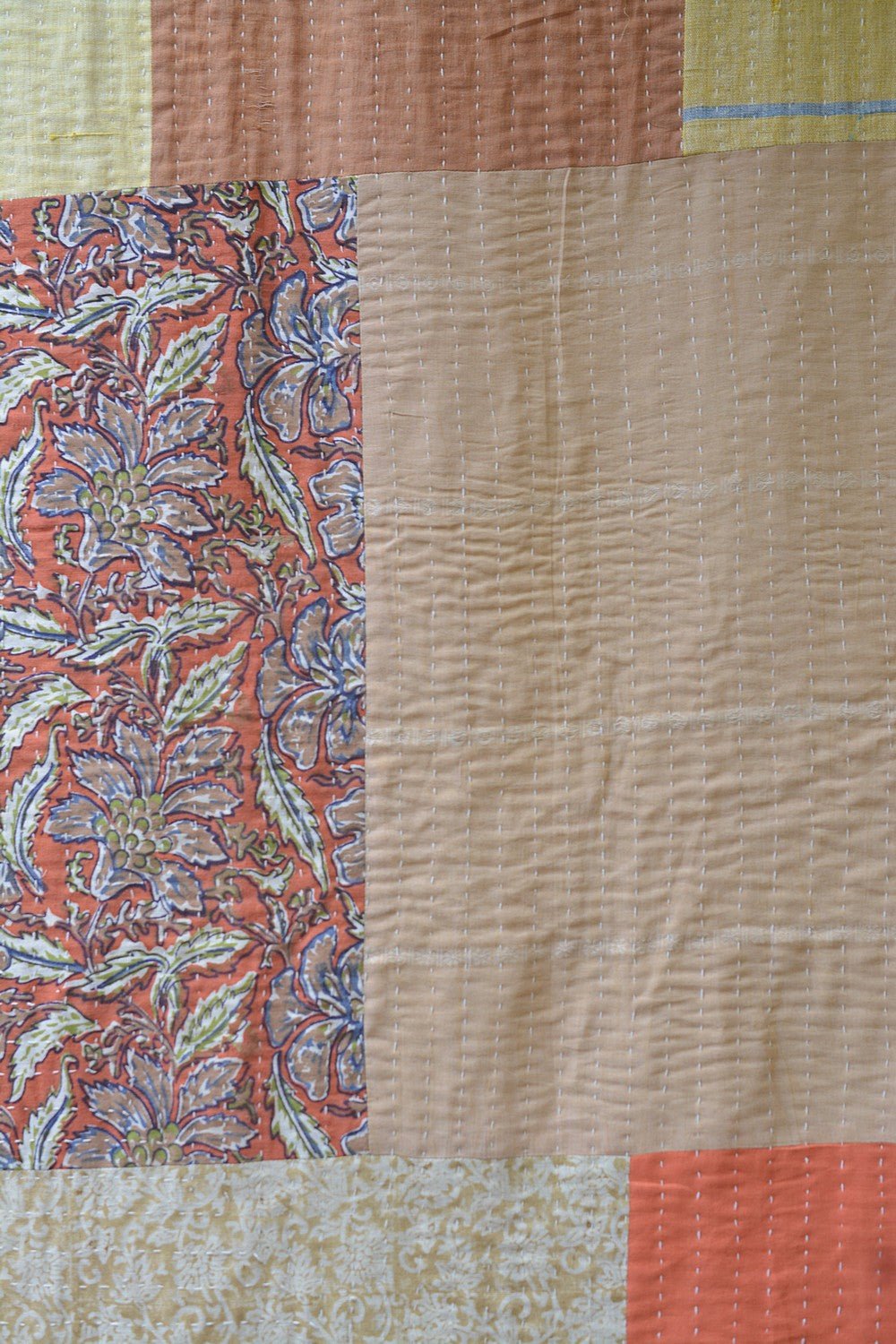 Hand-quilted Khadi Bedspread | Drift | 90" x 110" - metaphorracha