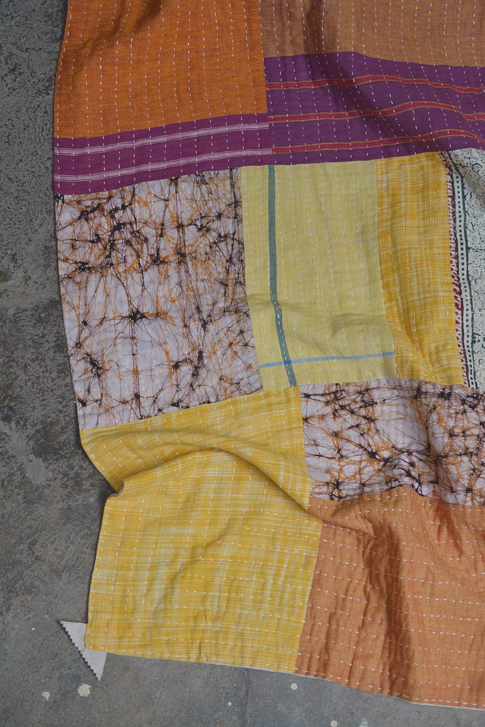 Hand-quilted Khadi Bedspread | Drift | 90" x 110" - metaphorracha