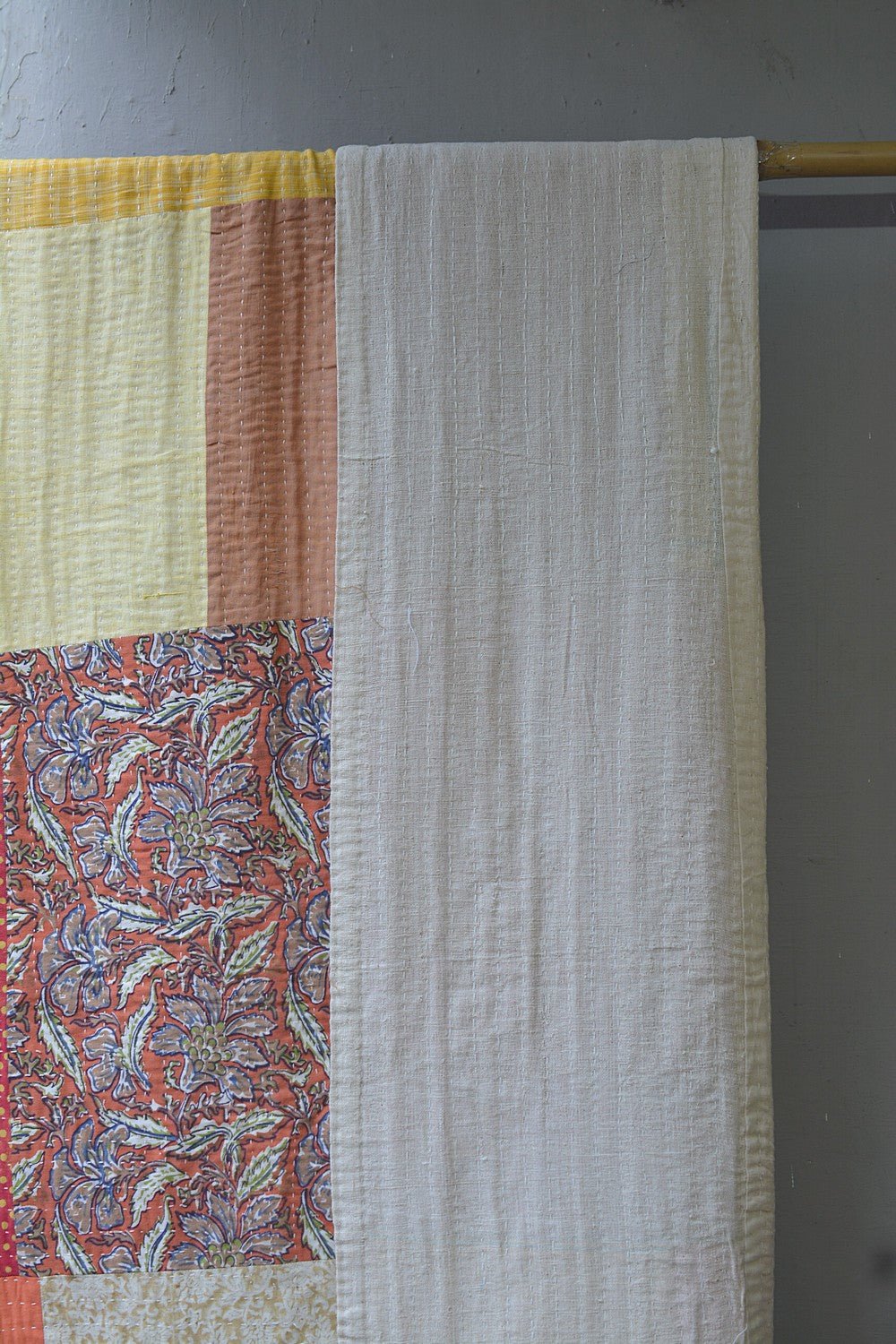 Hand-quilted Khadi Bedspread | Drift | 90" x 110" - metaphorracha