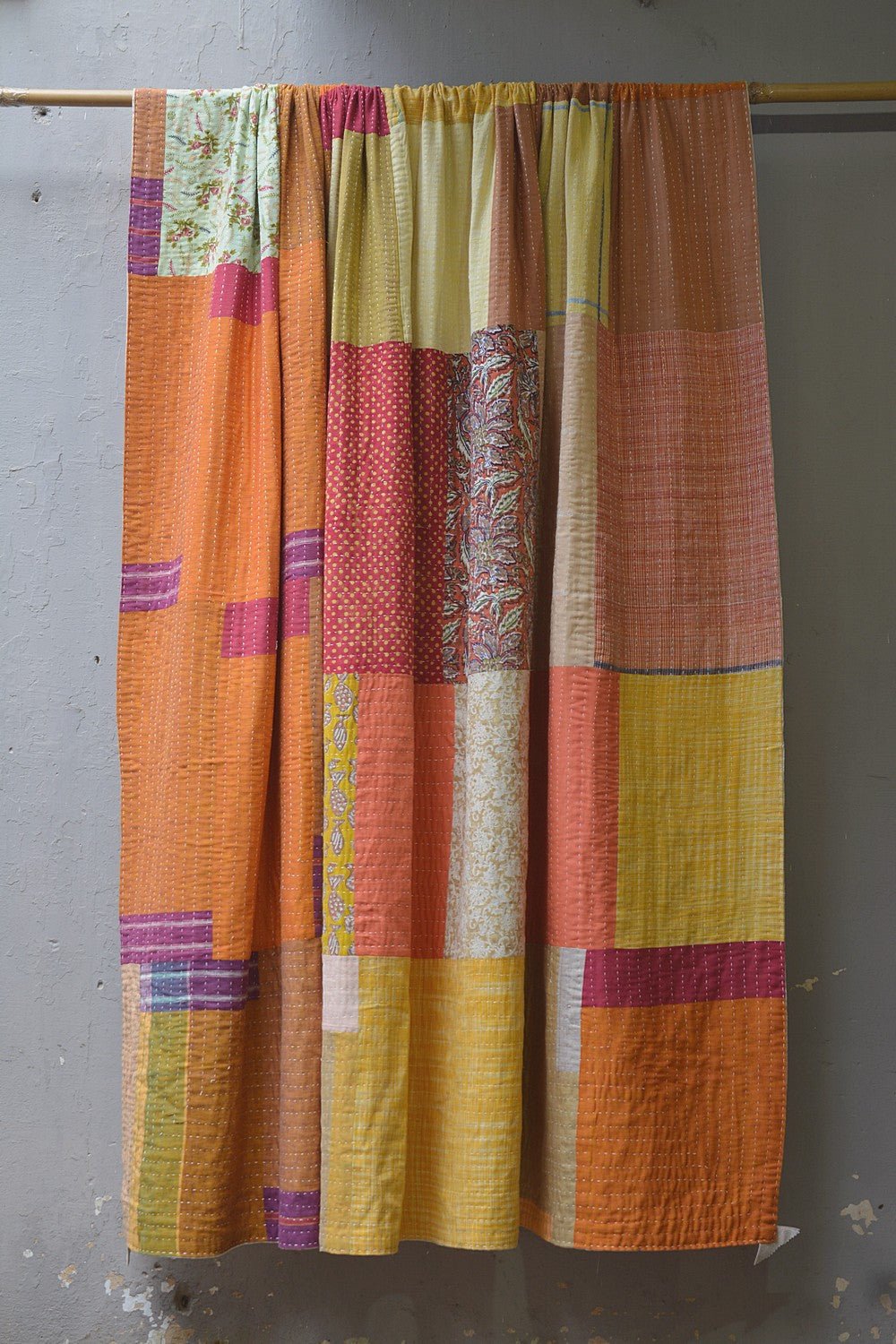 Hand-quilted Khadi Bedspread | Drift | 90" x 110" - metaphorracha
