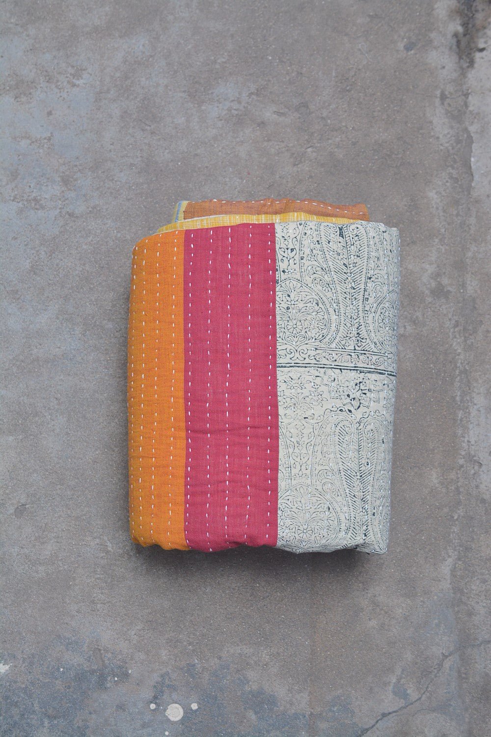 Hand-quilted Khadi Bedspread | Drift | 90" x 110" - metaphorracha
