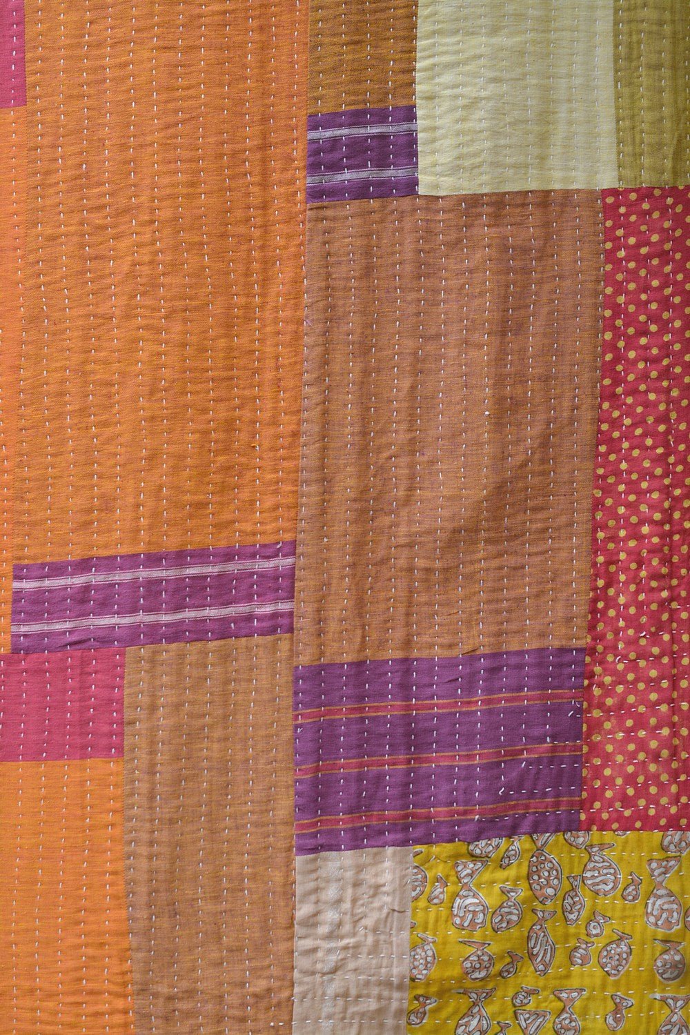 Hand-quilted Khadi Bedspread | Drift | 90" x 110" - metaphorracha