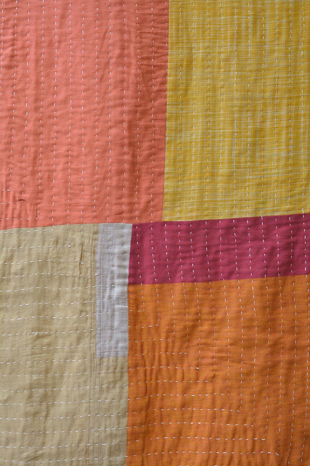 Hand-quilted Khadi Bedspread | Drift | 90" x 110" - metaphorracha