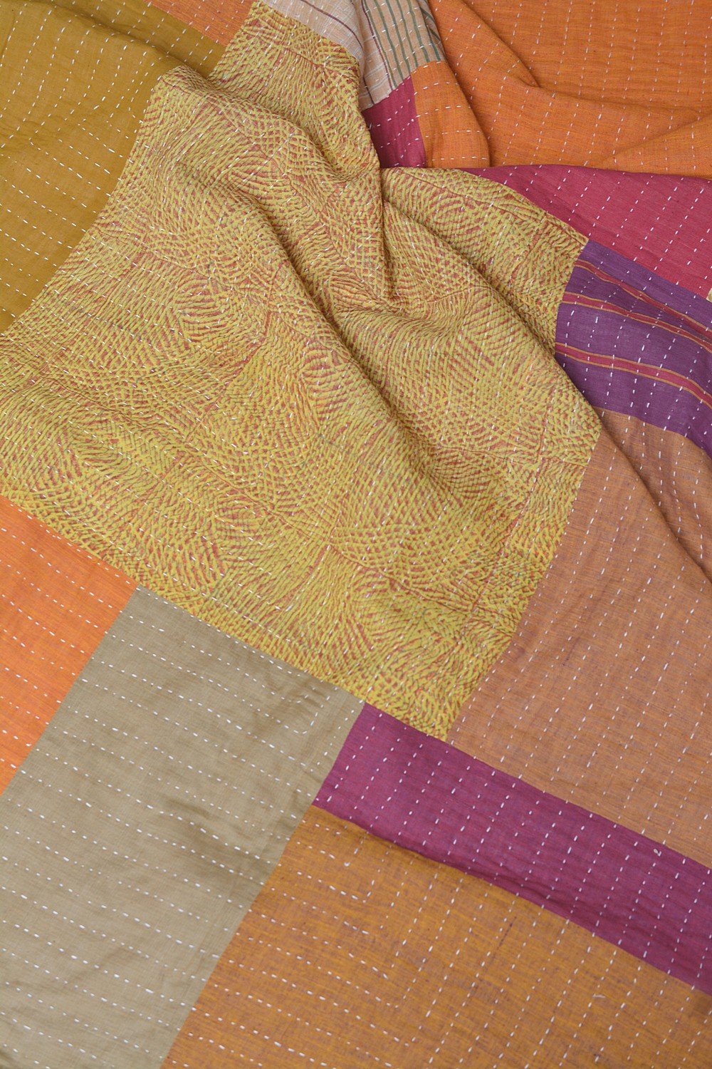 Hand-quilted Khadi Bedspread | Fold | 63" x 90" - metaphorracha