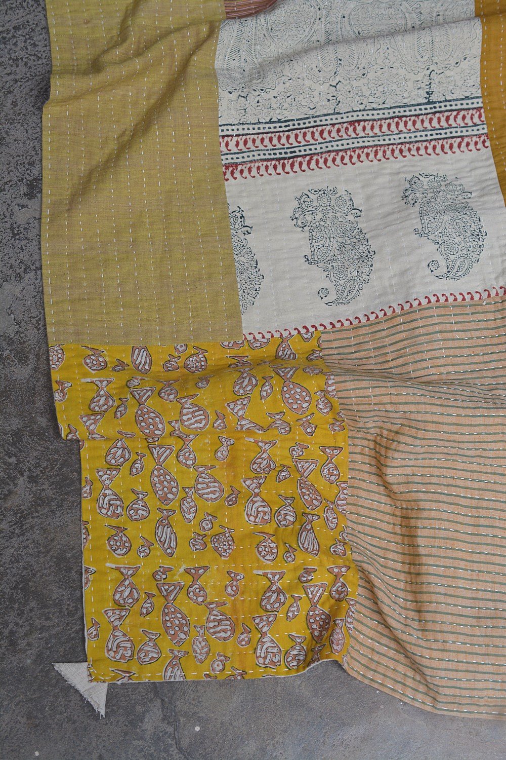 Hand-quilted Khadi Bedspread | Fold | 63" x 90" - metaphorracha