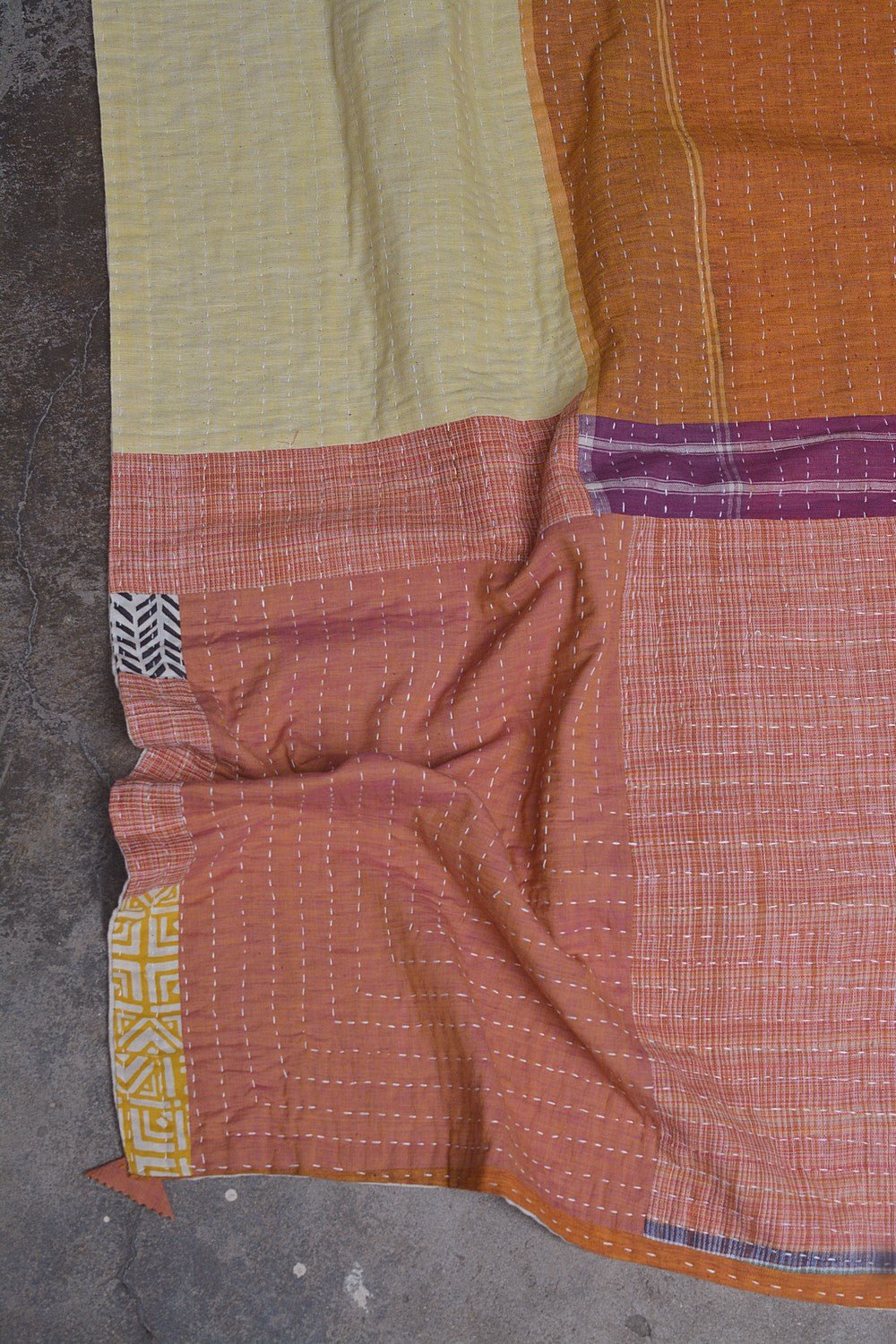 Hand-Quilted Khadi Bedspread | Ground | 61” x 90” - metaphorracha