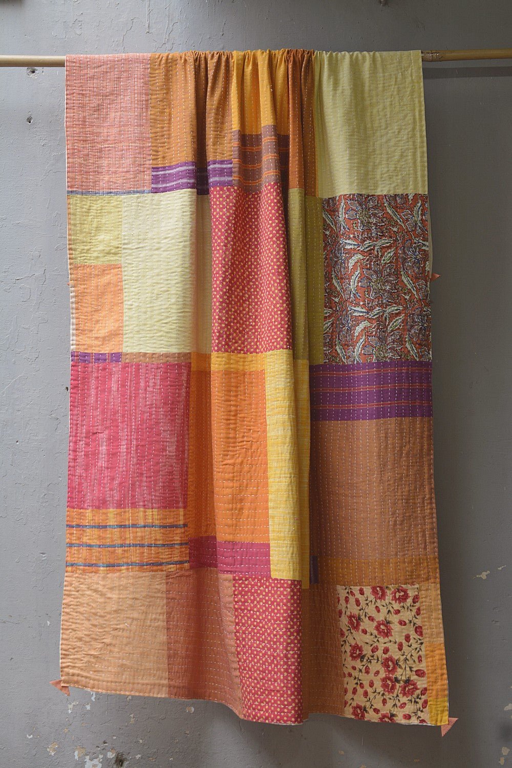 Hand-Quilted Khadi Bedspread | Ground | 61” x 90” - metaphorracha