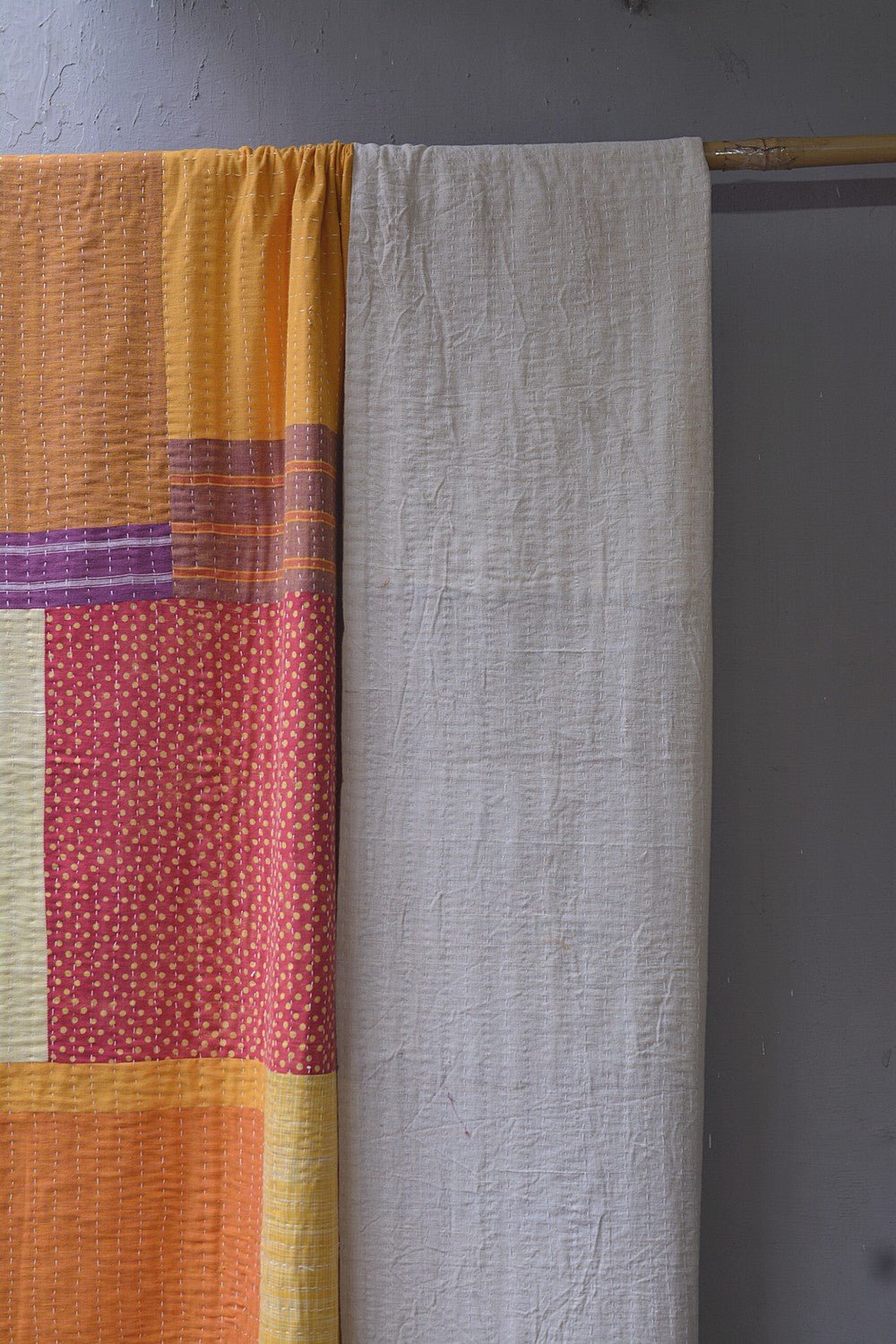 Hand-Quilted Khadi Bedspread | Ground | 61” x 90” - metaphorracha