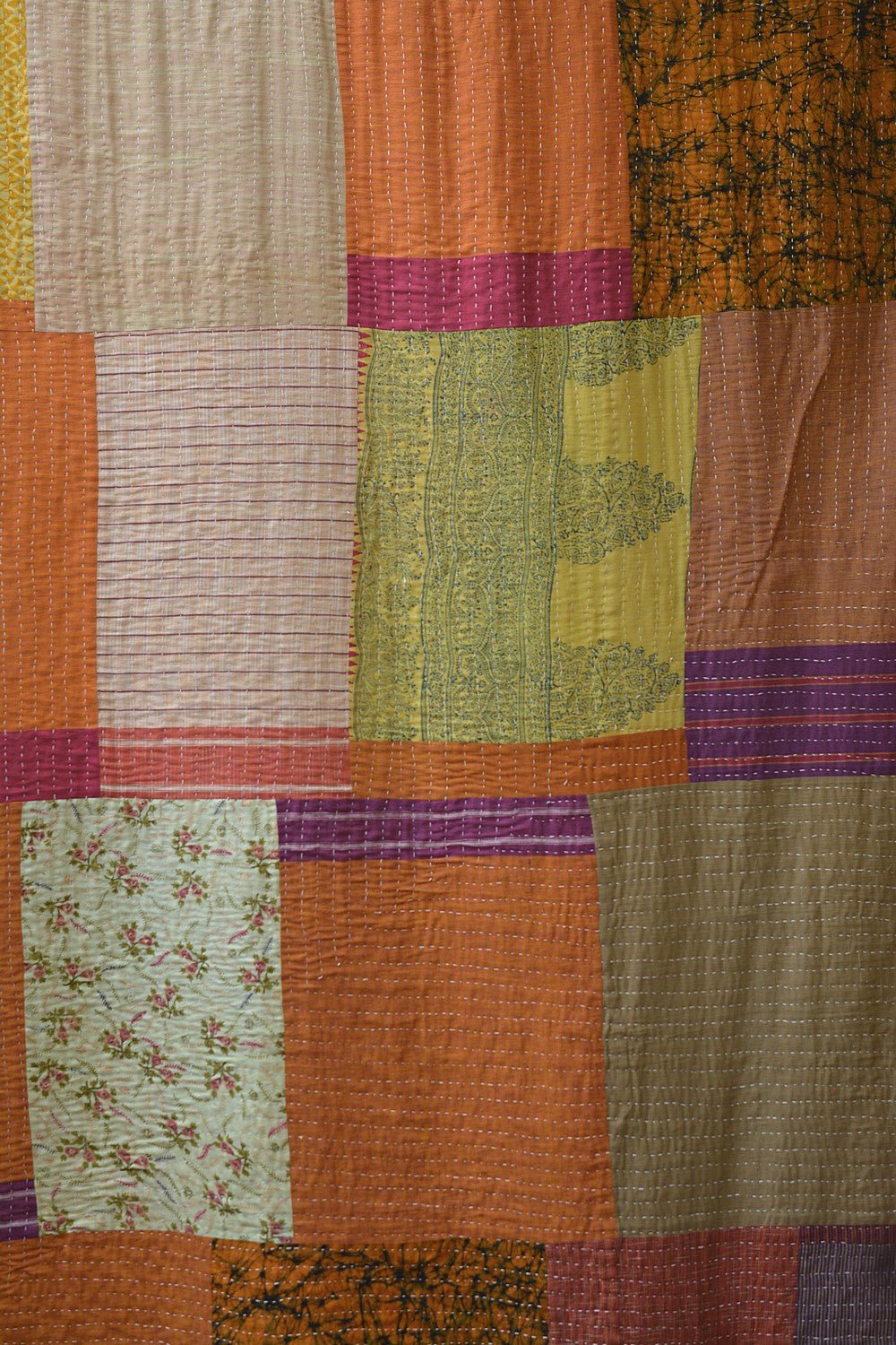 Hand-Quilted Khadi Bedspread | Ground | 90” x 110” - metaphorracha