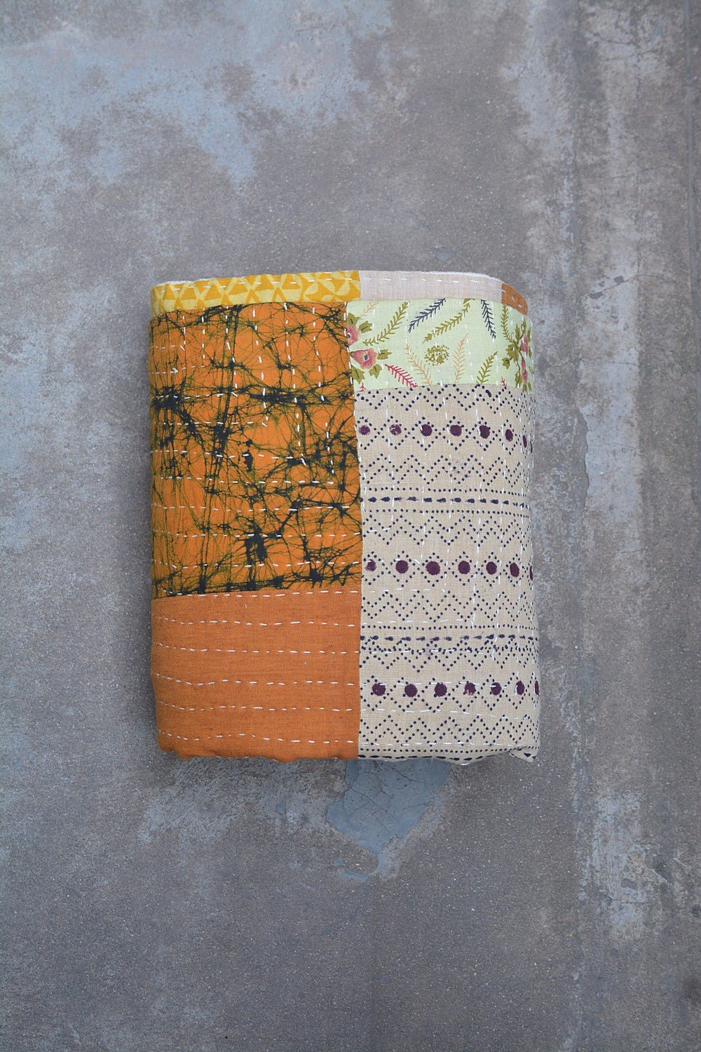 Hand-Quilted Khadi Bedspread | Ground | 90” x 110” - metaphorracha