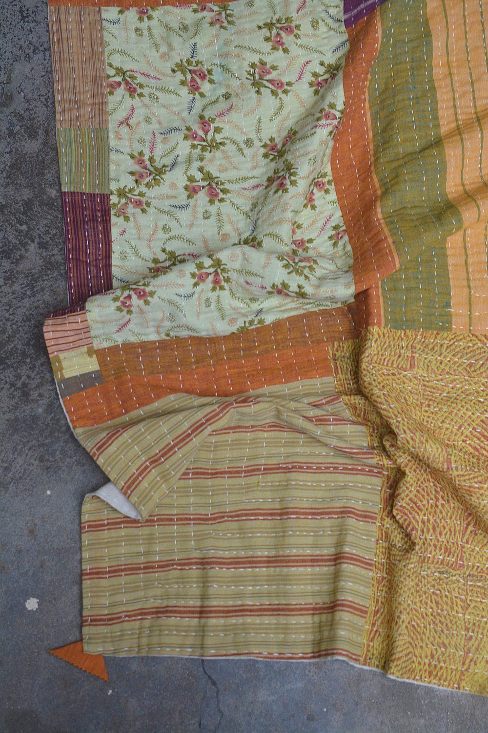 Hand-Quilted Khadi Bedspread | Ground | 90” x 110” - metaphorracha