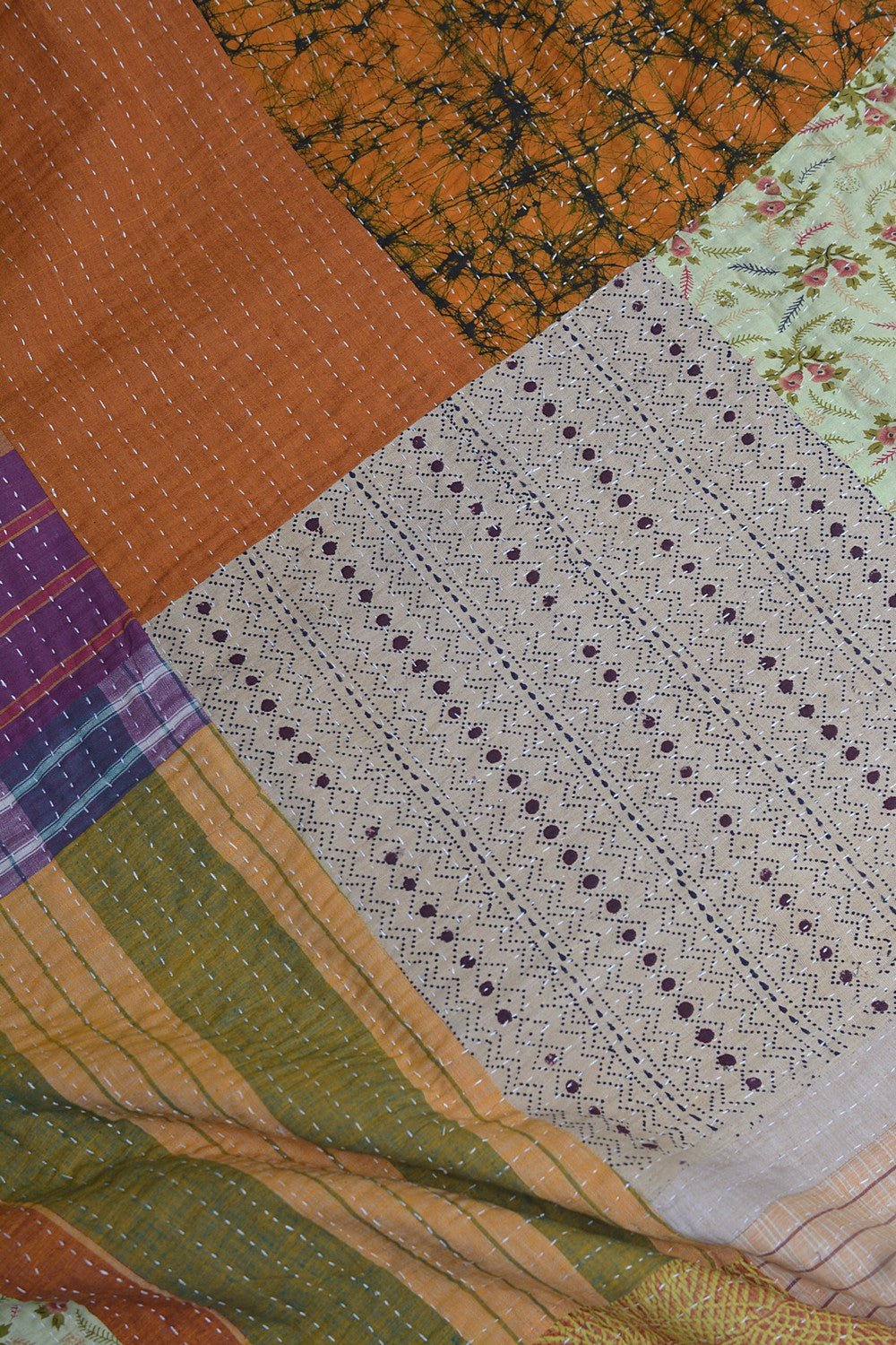Hand-Quilted Khadi Bedspread | Ground | 90” x 110” - metaphorracha