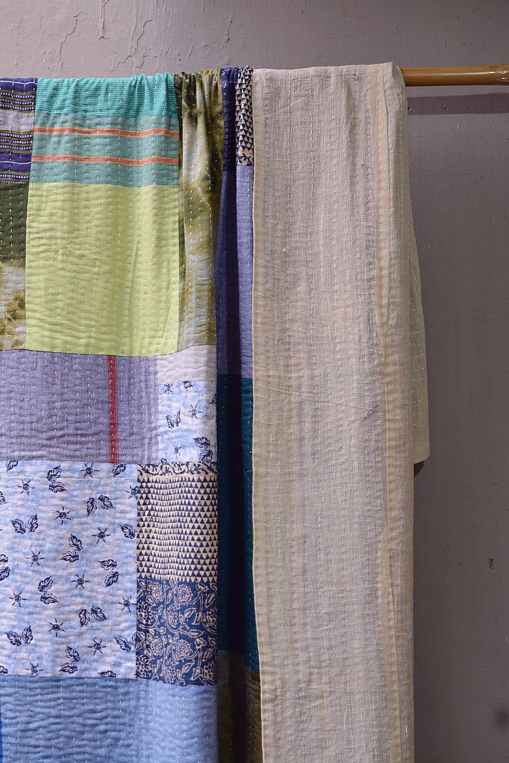 Hand - Quilted Khadi Bedspread | Layer | 61” x 91” - metaphorracha