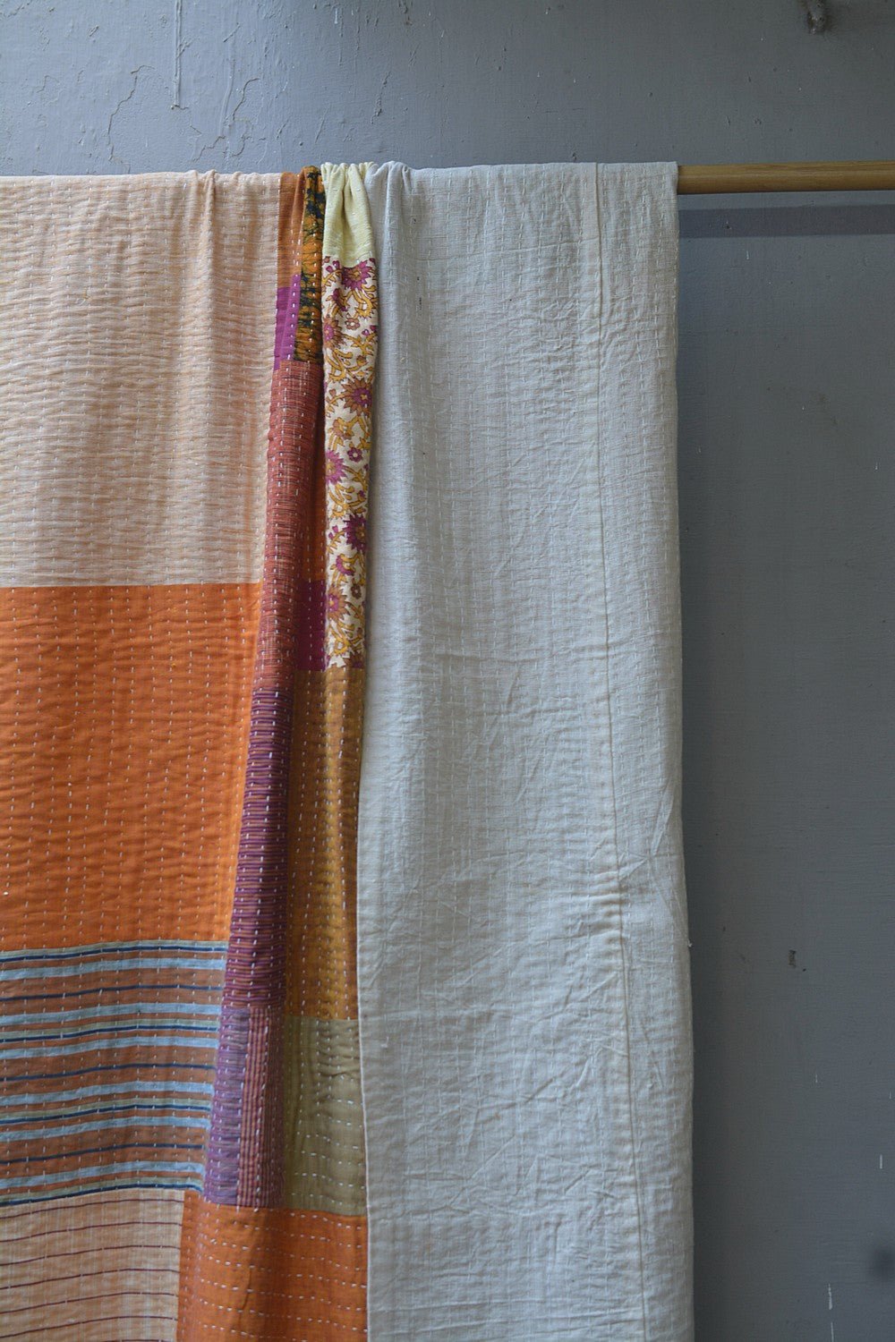 Hand-Quilted Khadi Bedspread | Layer | 62” x 90” - metaphorracha