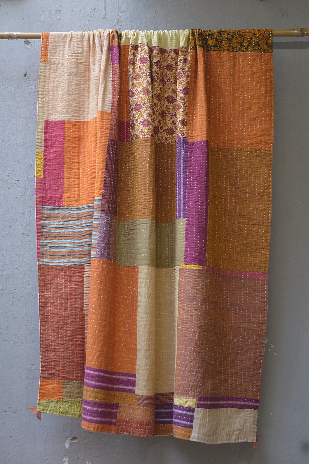 Hand-Quilted Khadi Bedspread | Layer | 62” x 90” - metaphorracha