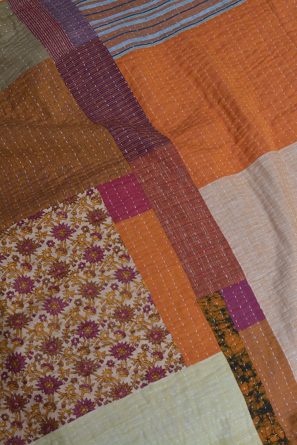 Hand-Quilted Khadi Bedspread | Layer | 62” x 90” - metaphorracha
