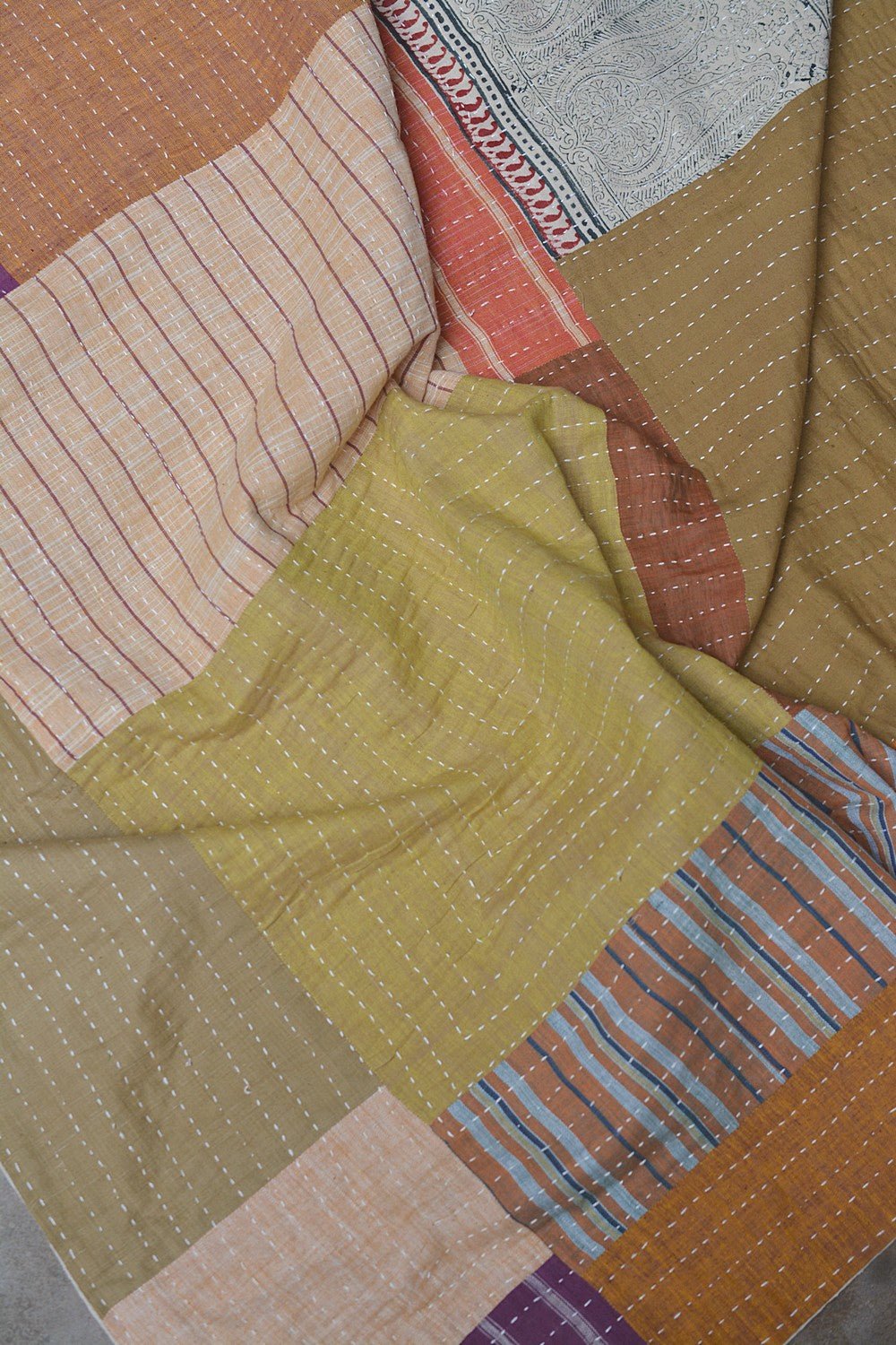 Hand-Quilted Khadi Bedspread | Purpose | 63” x 89” - metaphorracha