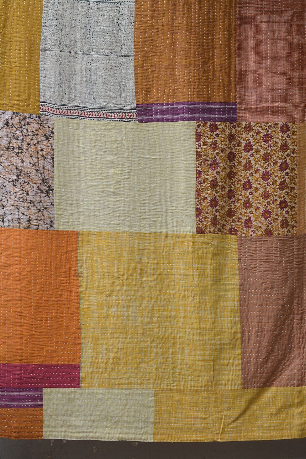 Hand-quilted Khadi Bedspread | Remnant | 63" x 90" - metaphorracha
