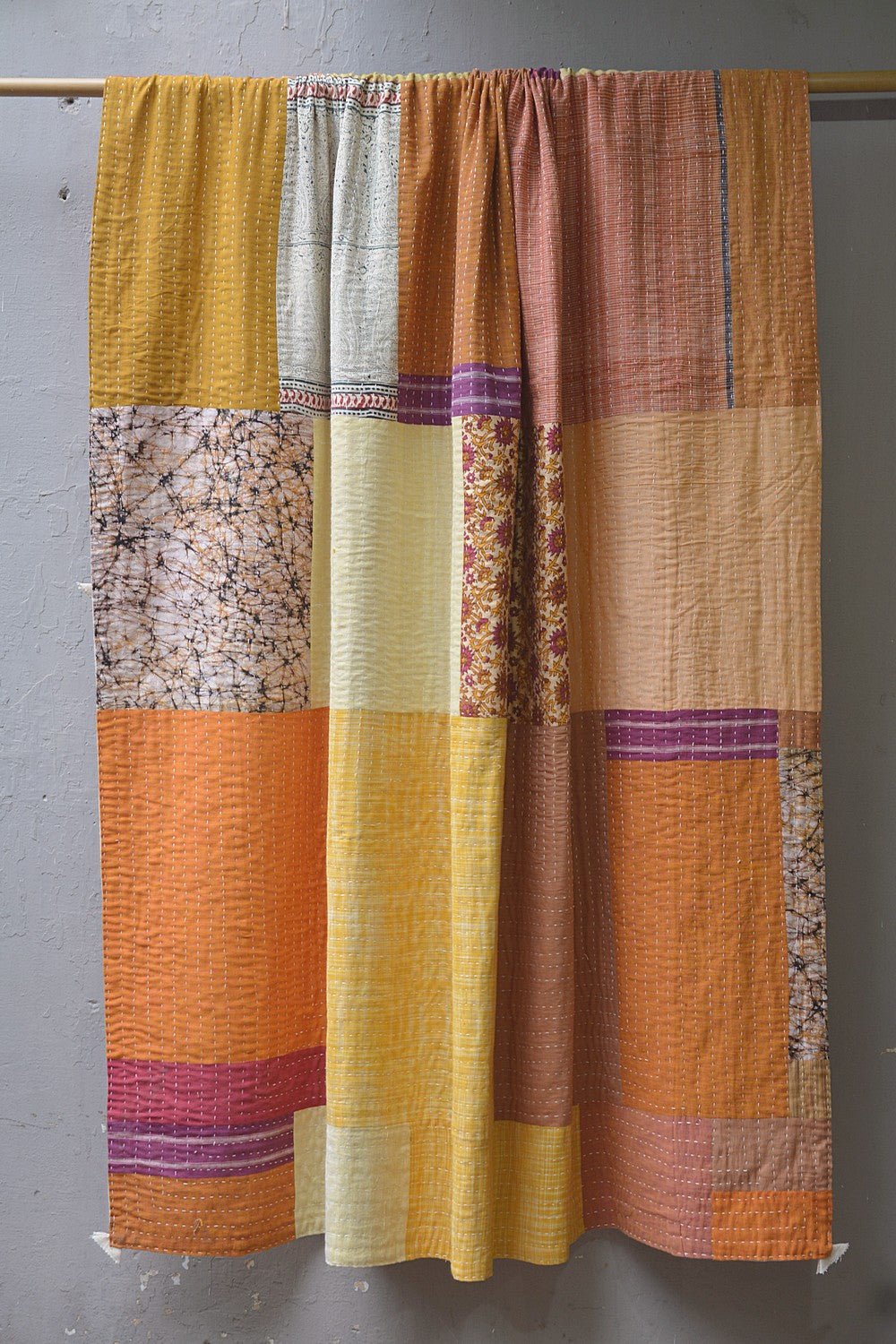 Hand-quilted Khadi Bedspread | Remnant | 63" x 90" - metaphorracha
