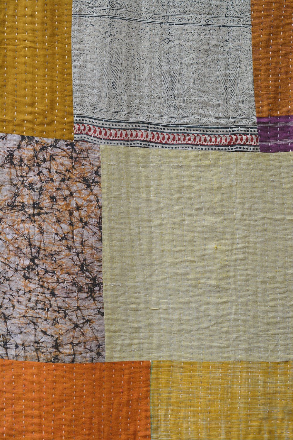 Hand-quilted Khadi Bedspread | Remnant | 63" x 90" - metaphorracha