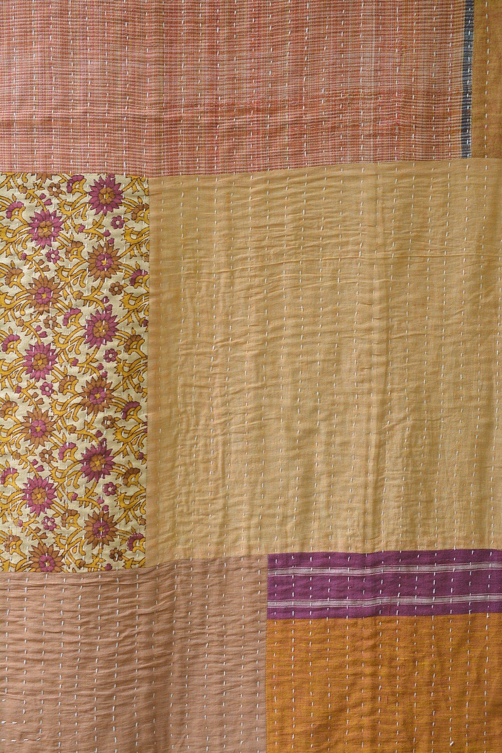 Hand-quilted Khadi Bedspread | Remnant | 63" x 90" - metaphorracha