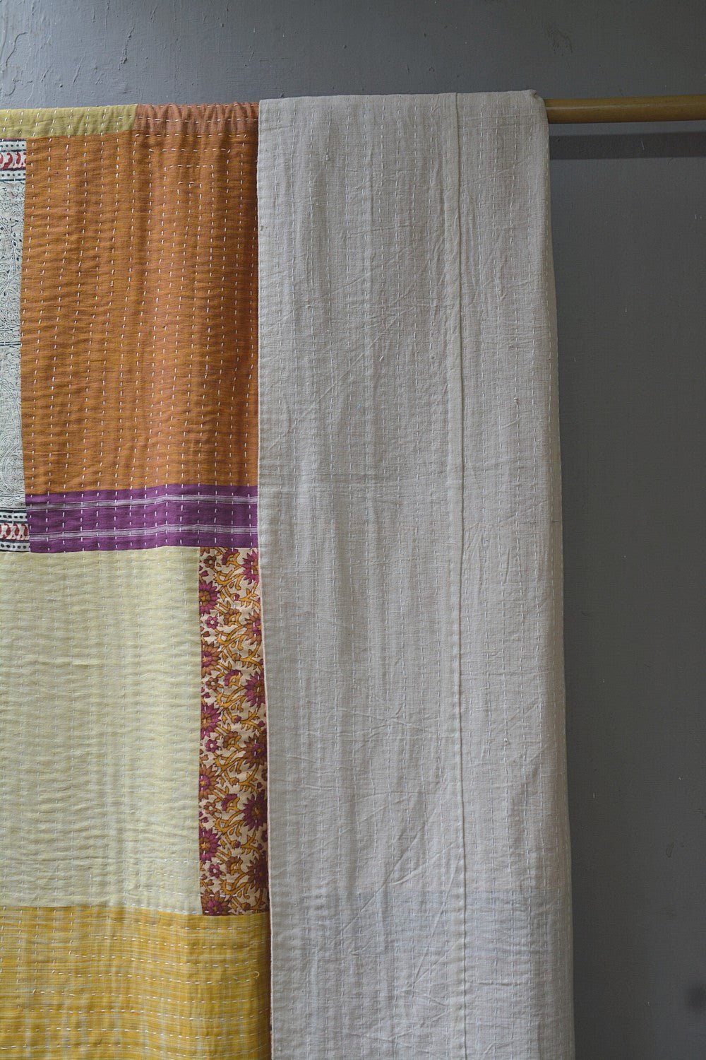 Hand-quilted Khadi Bedspread | Remnant | 63" x 90" - metaphorracha