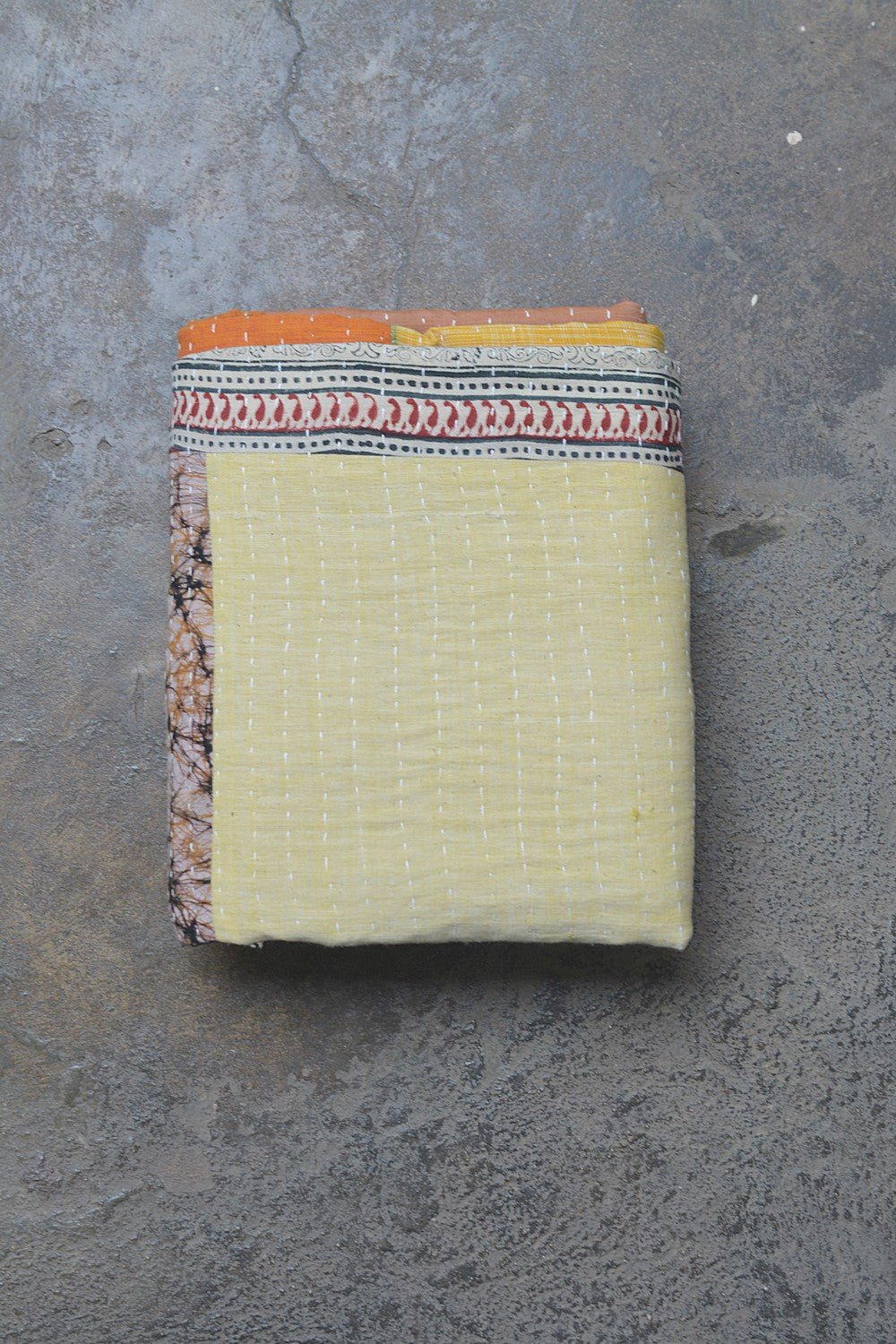 Hand-quilted Khadi Bedspread | Remnant | 63" x 90" - metaphorracha