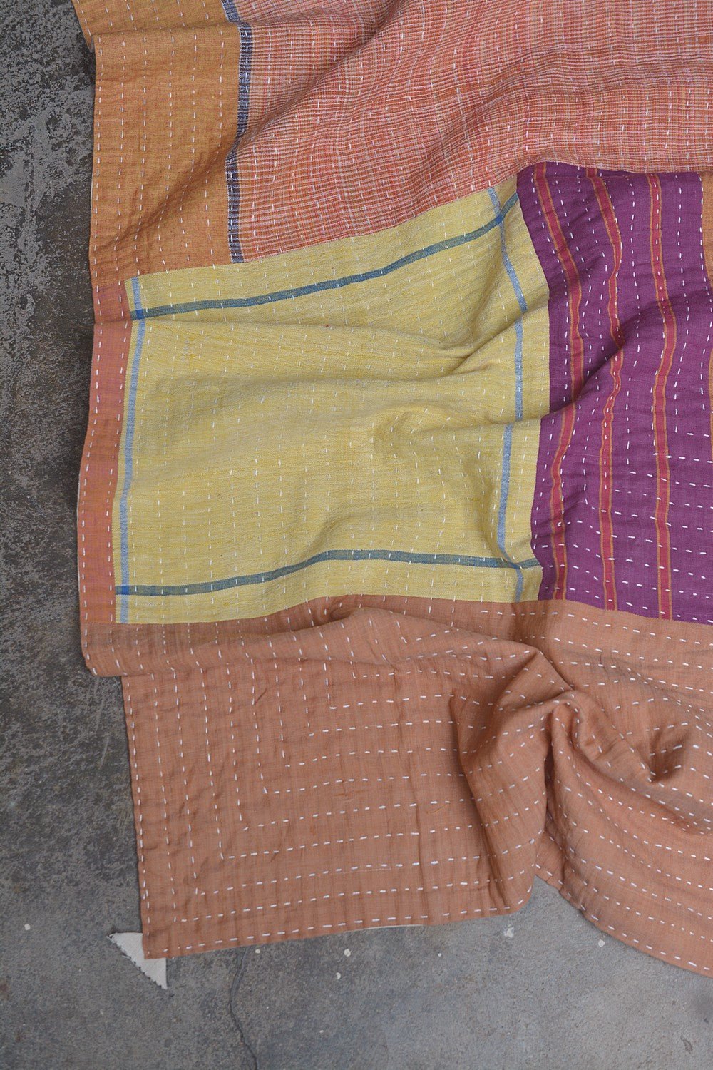 Hand-quilted Khadi Bedspread | Remnant | 63" x 90" - metaphorracha