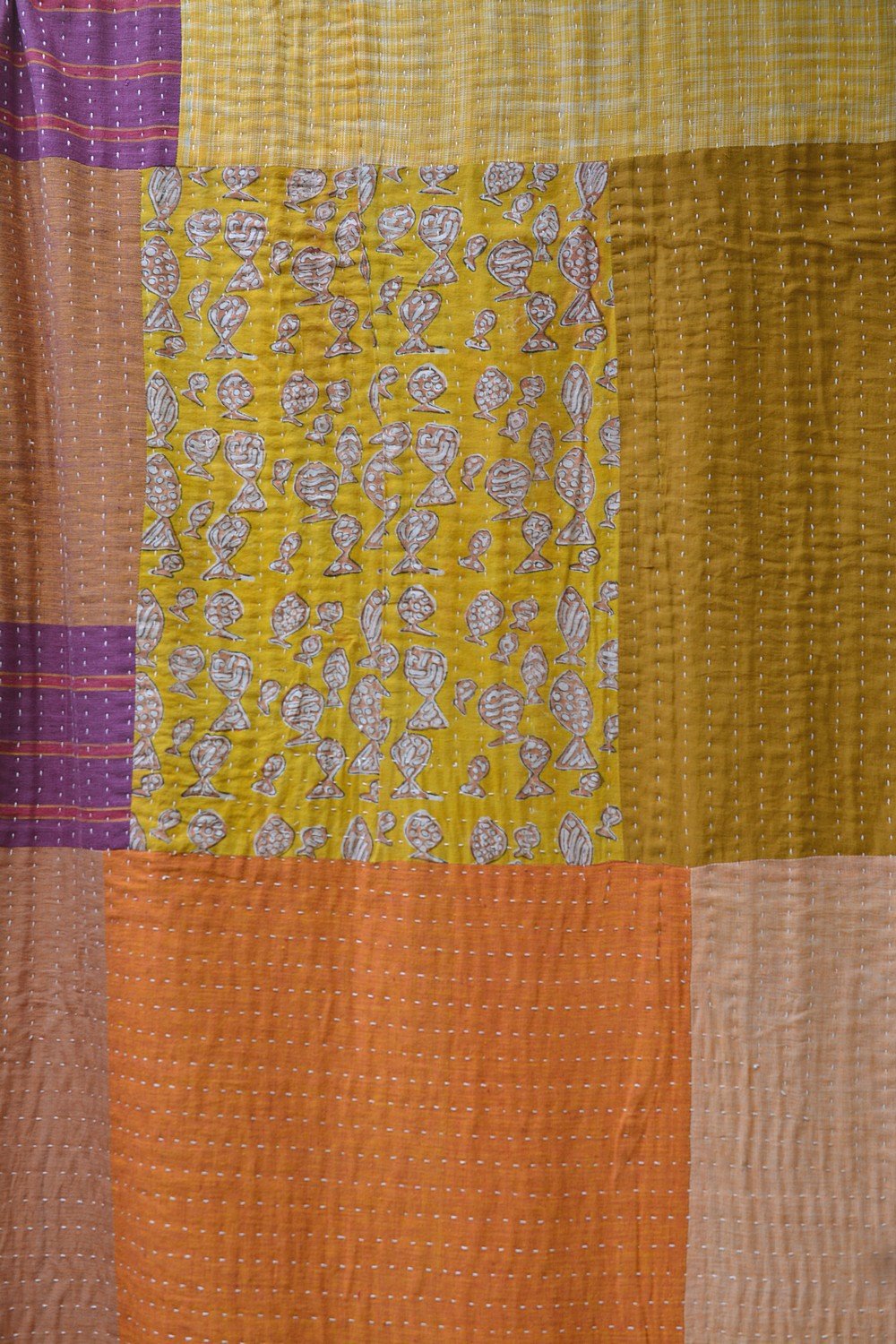 Hand-quilted Khadi Bedspread | Remnant | 91" x 110" - metaphorracha