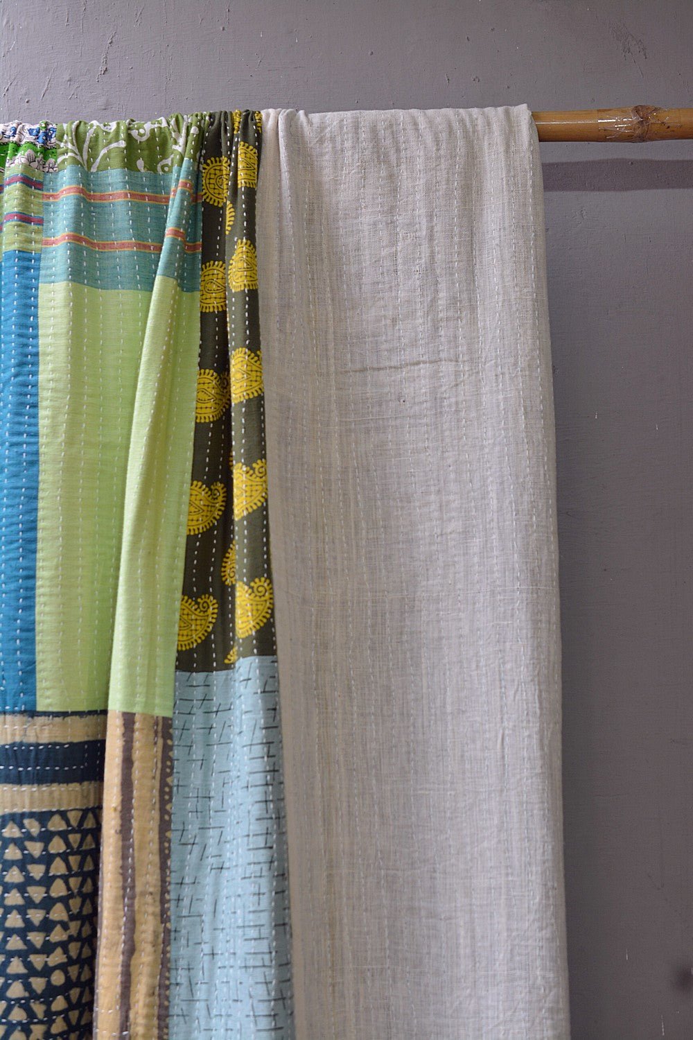 Hand - Quilted Khadi Bedspread | Span | 92” x 110” - metaphorracha