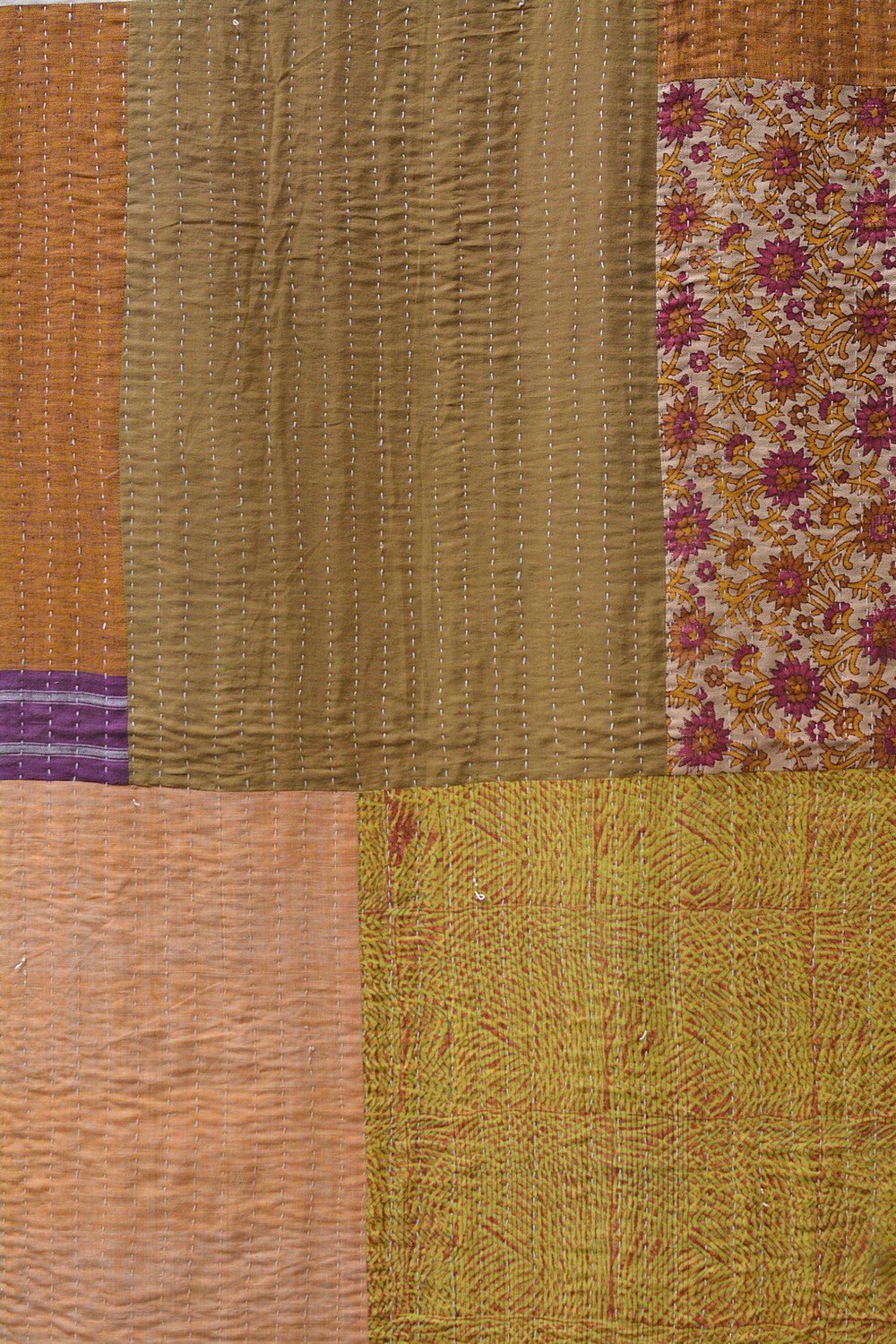 Hand-Quilted Khadi Bedspread | Stitch | 62” x 91” - metaphorracha