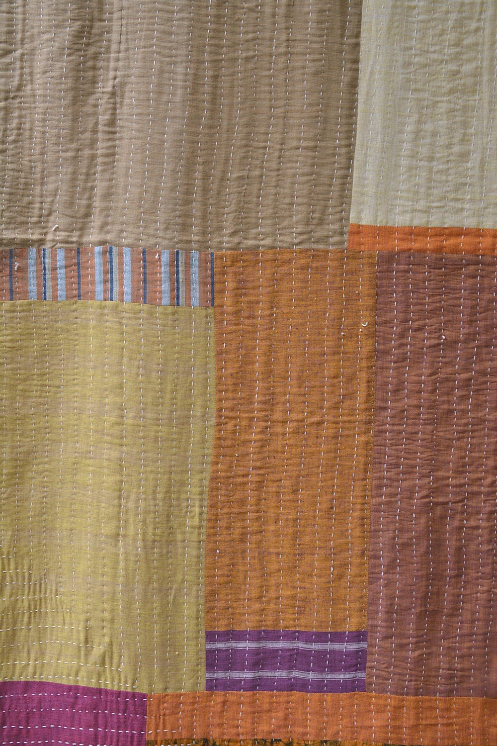Hand-Quilted Khadi Bedspread | Stitch | 62” x 91” - metaphorracha