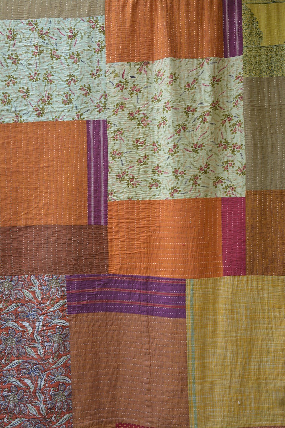 Hand-Quilted Khadi Bedspread | Stitch | 62” x 91” - metaphorracha