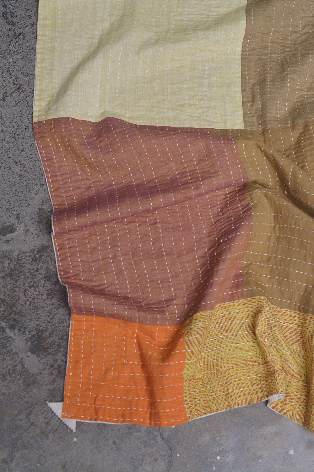 Hand-Quilted Khadi Bedspread | Stitch | 62” x 91” - metaphorracha