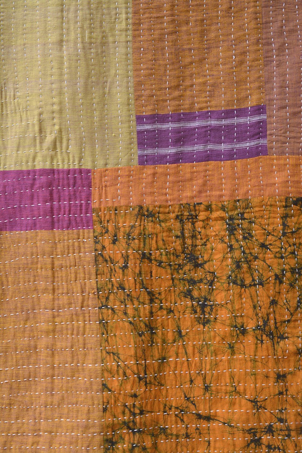 Hand-Quilted Khadi Bedspread | Stitch | 62” x 91” - metaphorracha