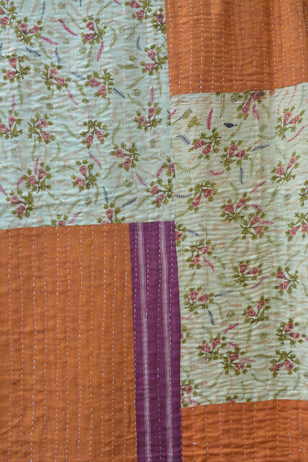 Hand-Quilted Khadi Bedspread | Stitch | 62” x 91” - metaphorracha