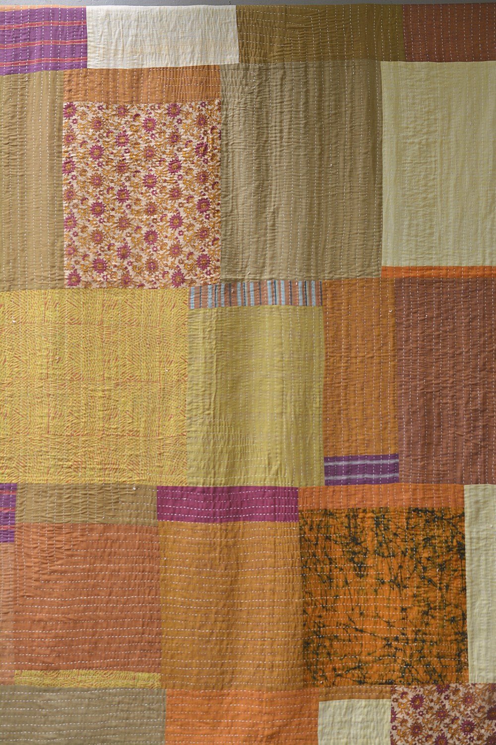 Hand-Quilted Khadi Bedspread | Stitch | 62” x 91” - metaphorracha