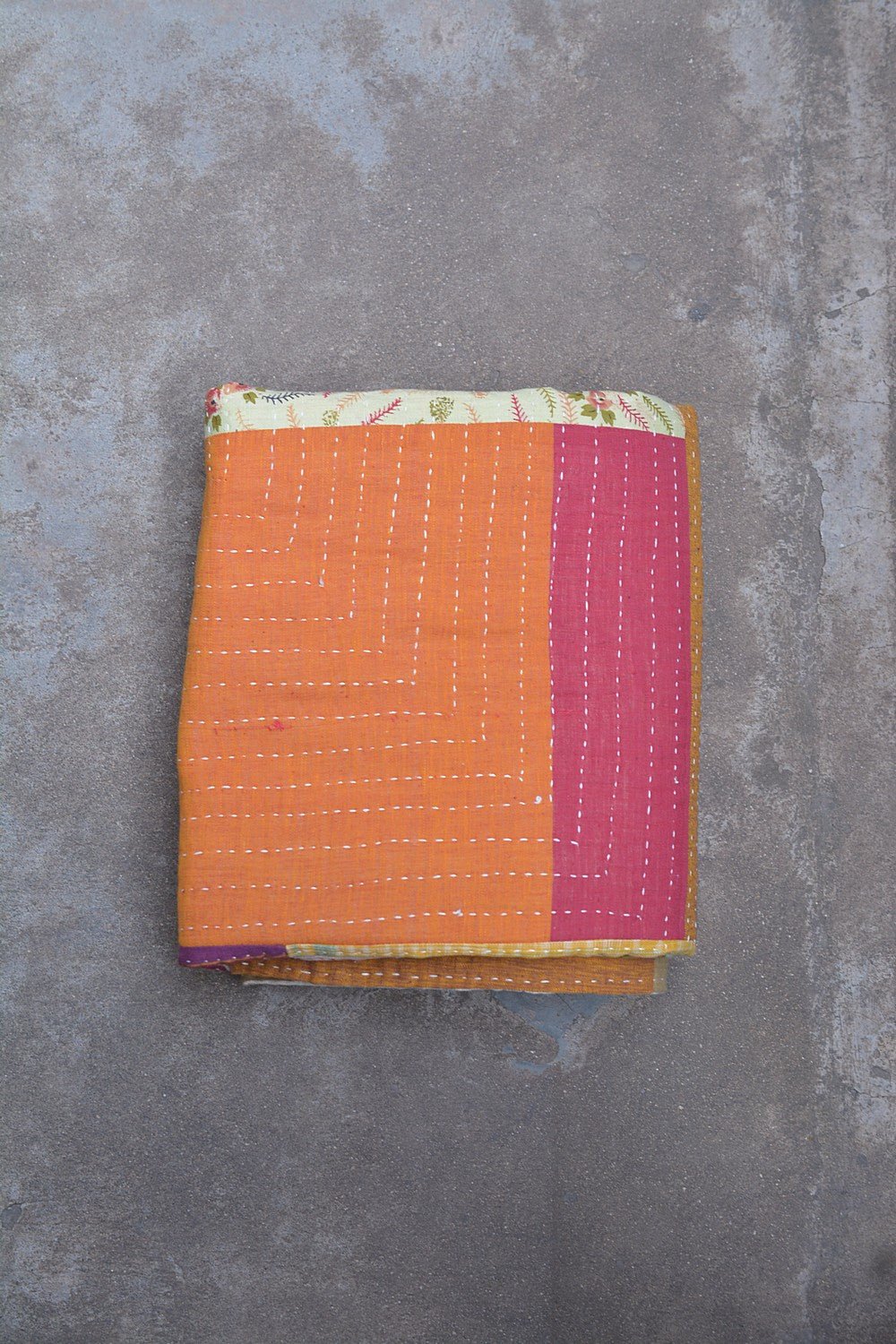 Hand-Quilted Khadi Bedspread | Stitch | 62” x 91” - metaphorracha
