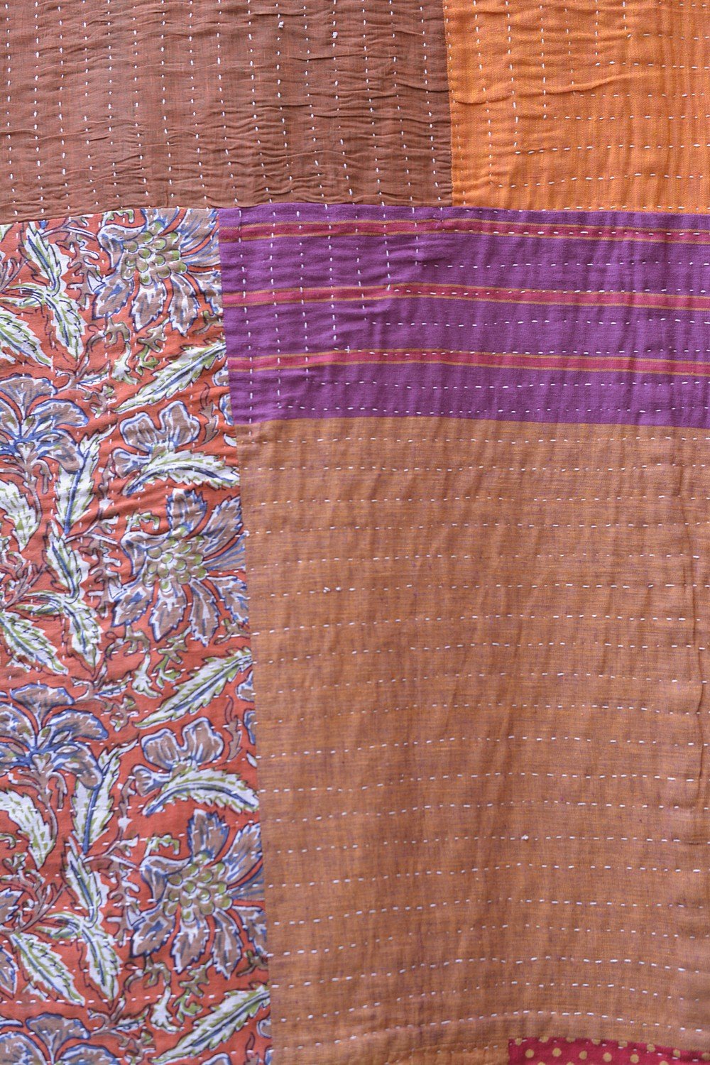 Hand-Quilted Khadi Bedspread | Stitch | 62” x 91” - metaphorracha