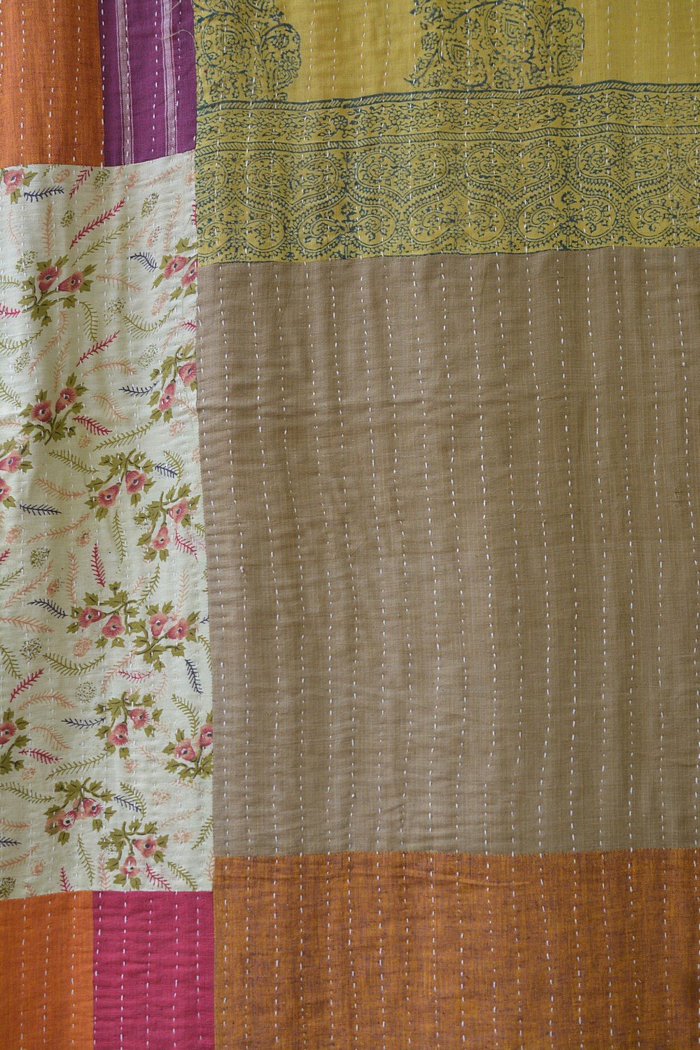 Hand-Quilted Khadi Bedspread | Stitch | 62” x 91” - metaphorracha