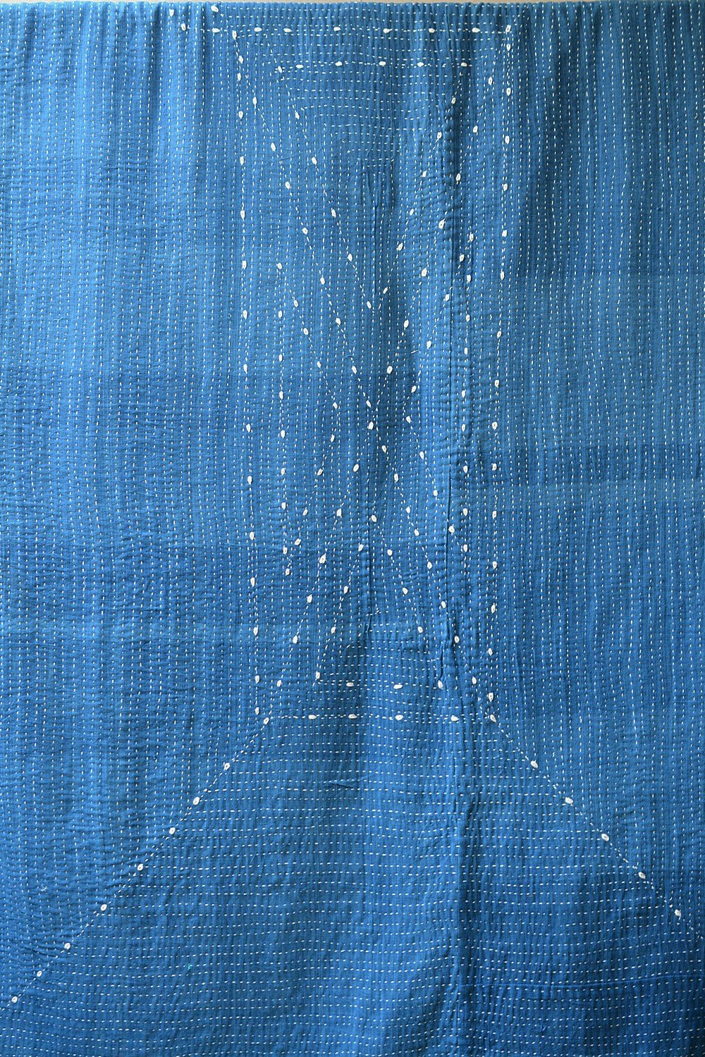 Handcrafted Indigo Quilt with Lambani Embroidery - 61"x 89" - metaphorracha