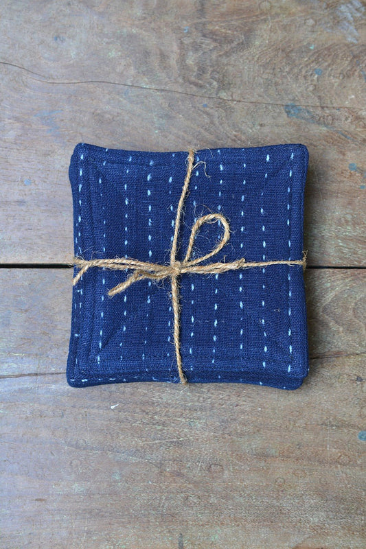 Indigo Quilted Coaster Set - metaphorracha